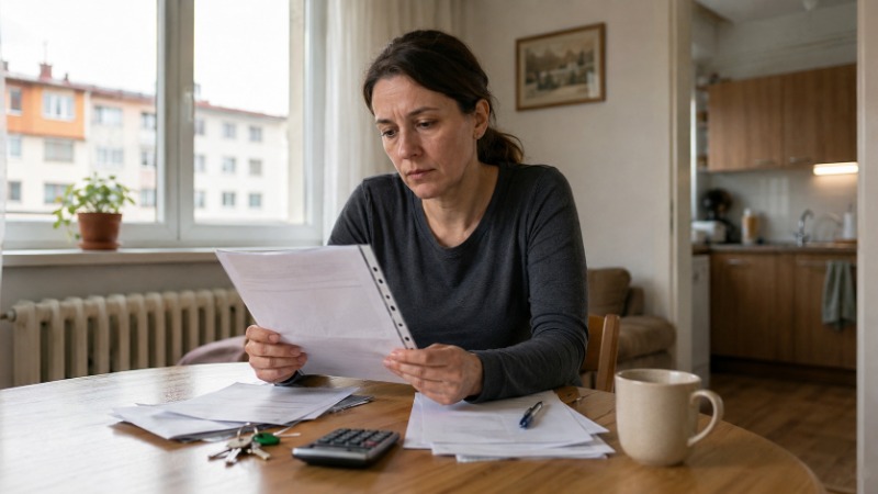 Nájemnice vyplňuje formulář o výši nákladů na bydlení a skládá k němu doklady o platbách